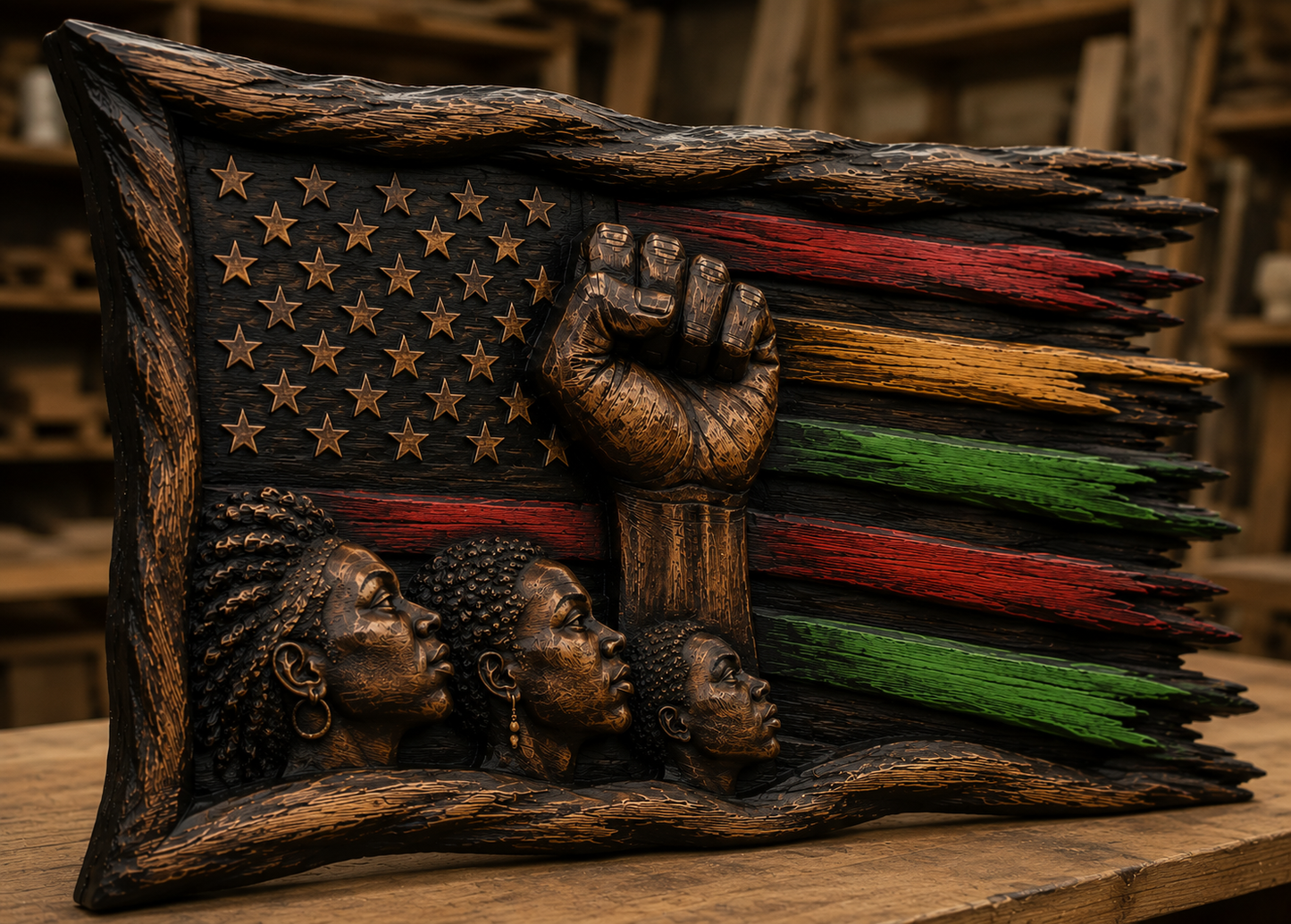 Balck Veteran American Flag