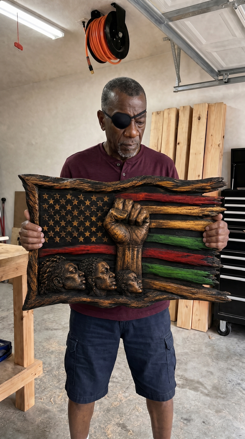 Balck Veteran American Flag
